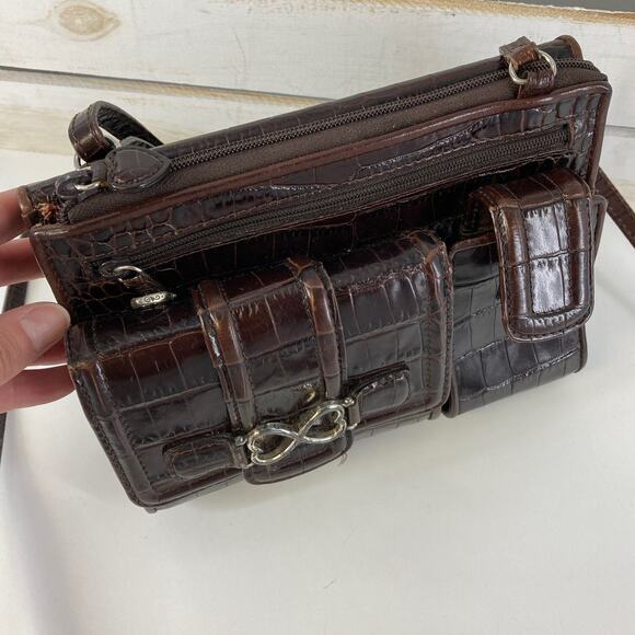 BRIGHTON SMALL BROWN ANIMAL PRINT CROSSBODY BAG WITH POCKETS - Picture 9 of 16